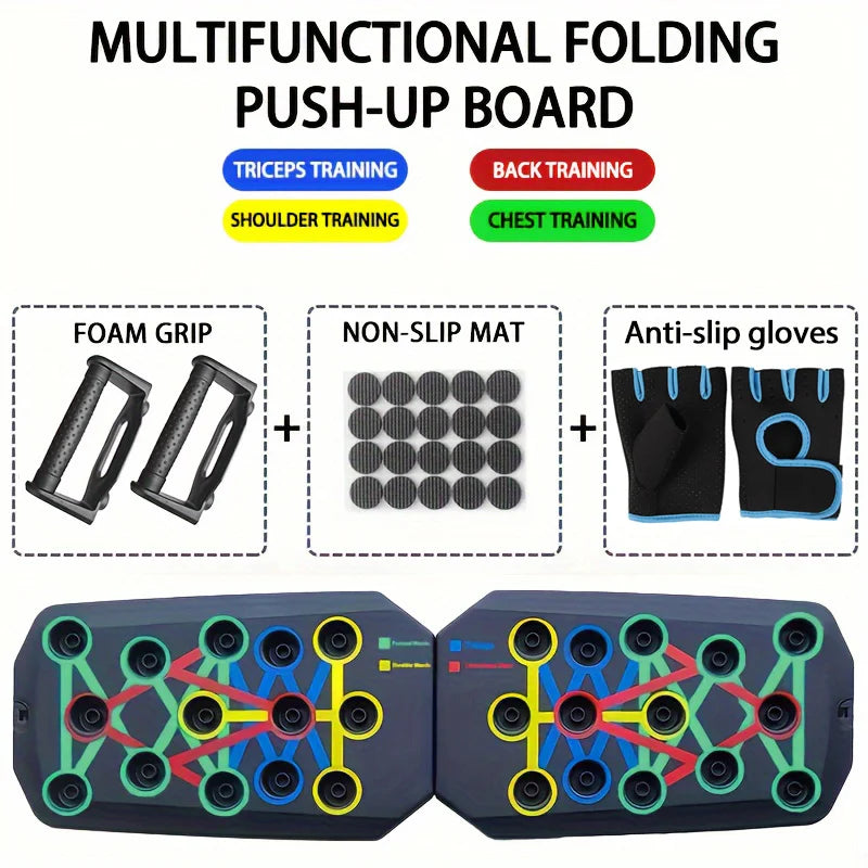 Portable Multifunctional Push-Up Board Set with Handles Foldable Fitness Equipment for Chest Abdomen Arms and Back Training