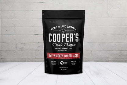 Rye Whiskey Barrel Aged Coffee, Single Origin Ethiopian Coffee Raw Beans Aged in Rye Whiskey Casks, Freshly Roasted 12 Oz Bags, Ground